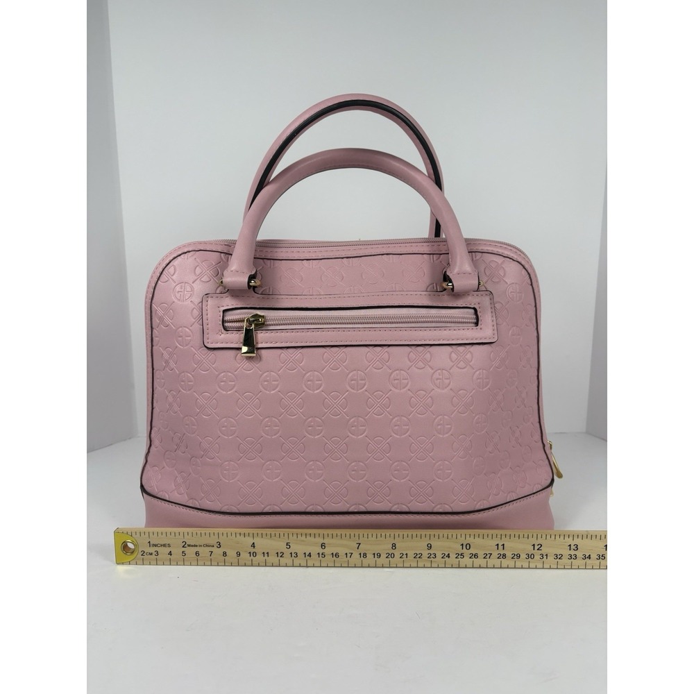 Giani Bernini Pink Signature Debossed Dome Satchel Hand Purse And Shoulder Strap - Picture 6 of 14